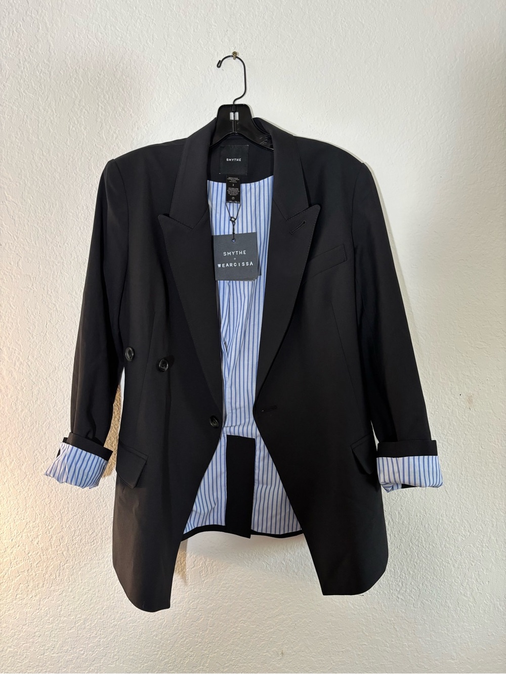 NWT SMYTHE X WEARCISSA Wear Cisco Collab Wrap Blazer Black Size 2 - Picture 9 of 13